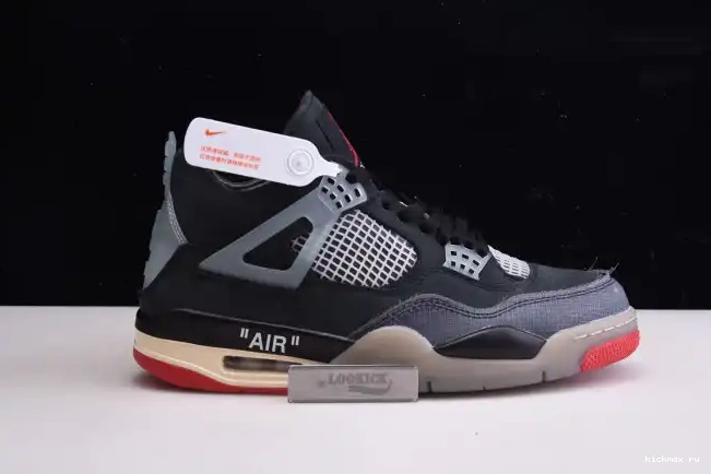 Rep Kickmax 4 Bred Air Jordan Retro CV9388-001 Off x White 0529